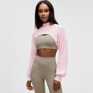 Lululemon Cotton-Blend Mockneck Knit Shrug Pink Size S NWT